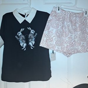 Nwt Lot of 2 Bunny Alice in Wonderland Rabbit Wednesday Adam's Girls L